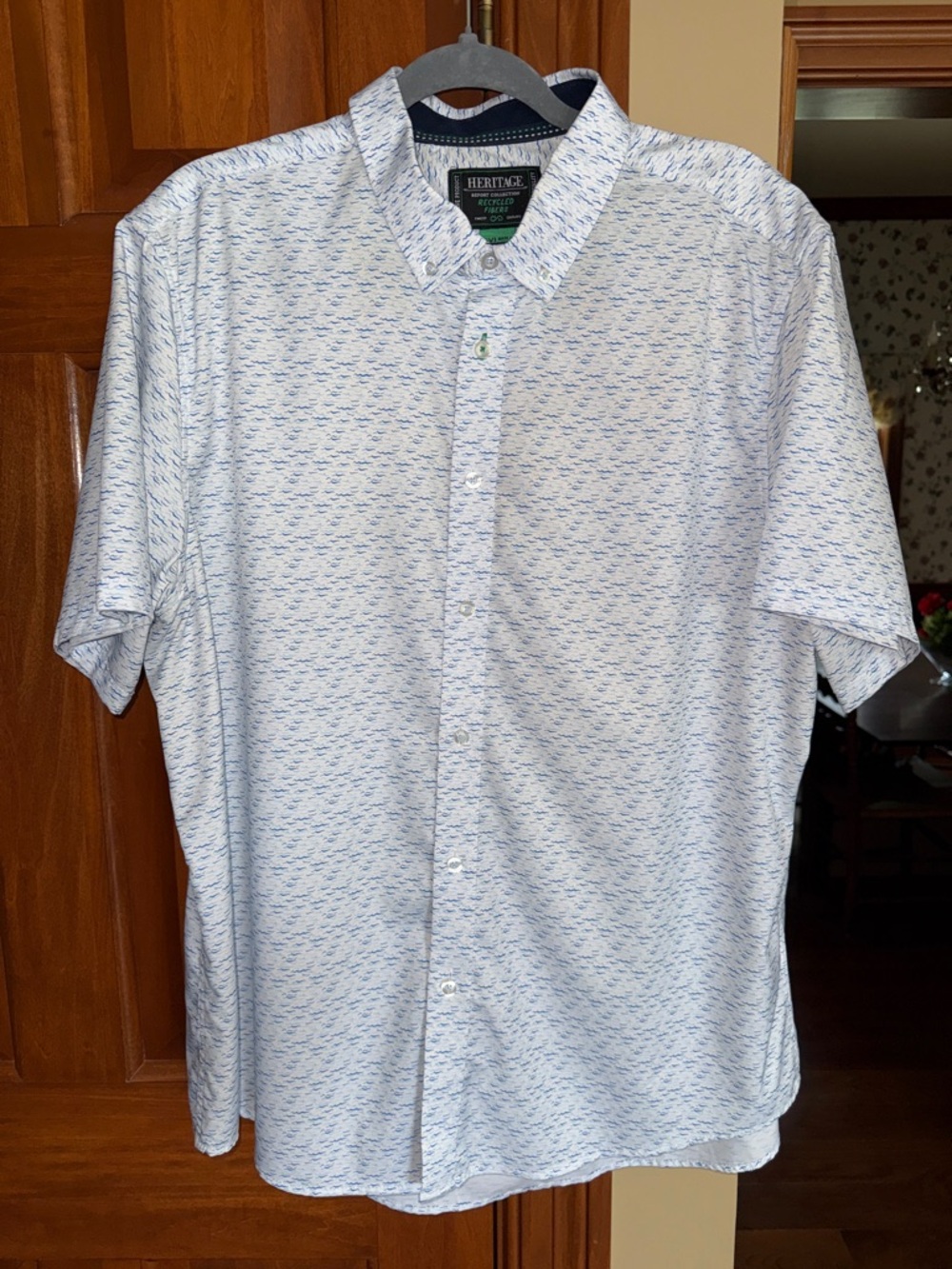 Heritage Light Blue Micro-Print Short Sleeve Button-Down